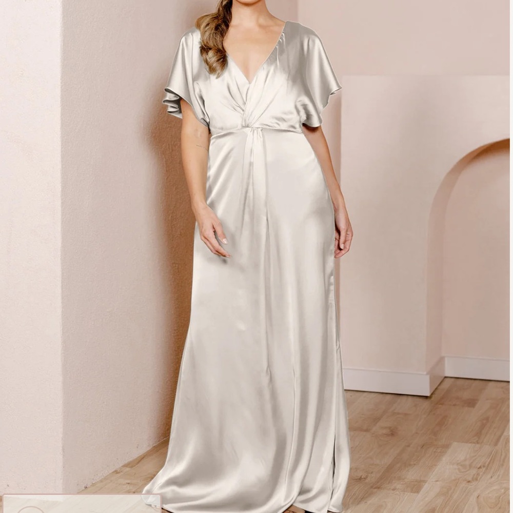 Revelry Gwen Satin Dress- Soft champagne size 10